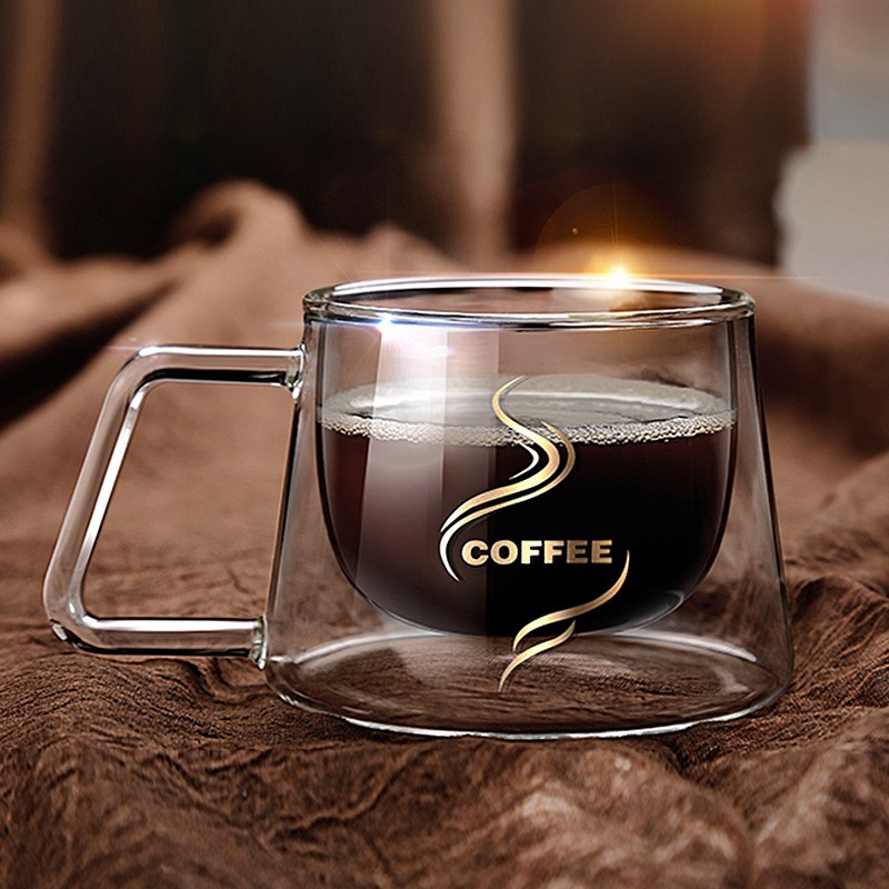 Dobbelvegg kaffekopp i glass