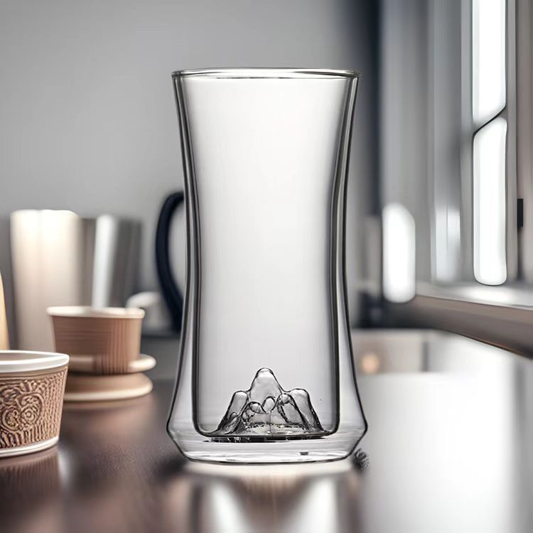 Høyt borosilikat glass dobbeltlags kopp fjellvisningskopp