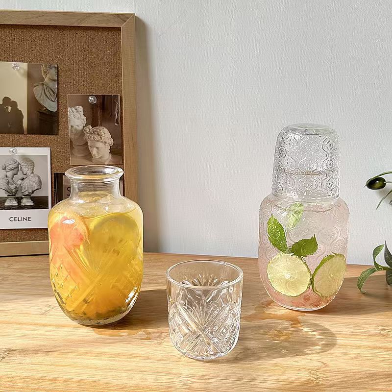 Høy verdi, stor kapasitet gjennomsiktig preget vevd tekstur juice og tekanne