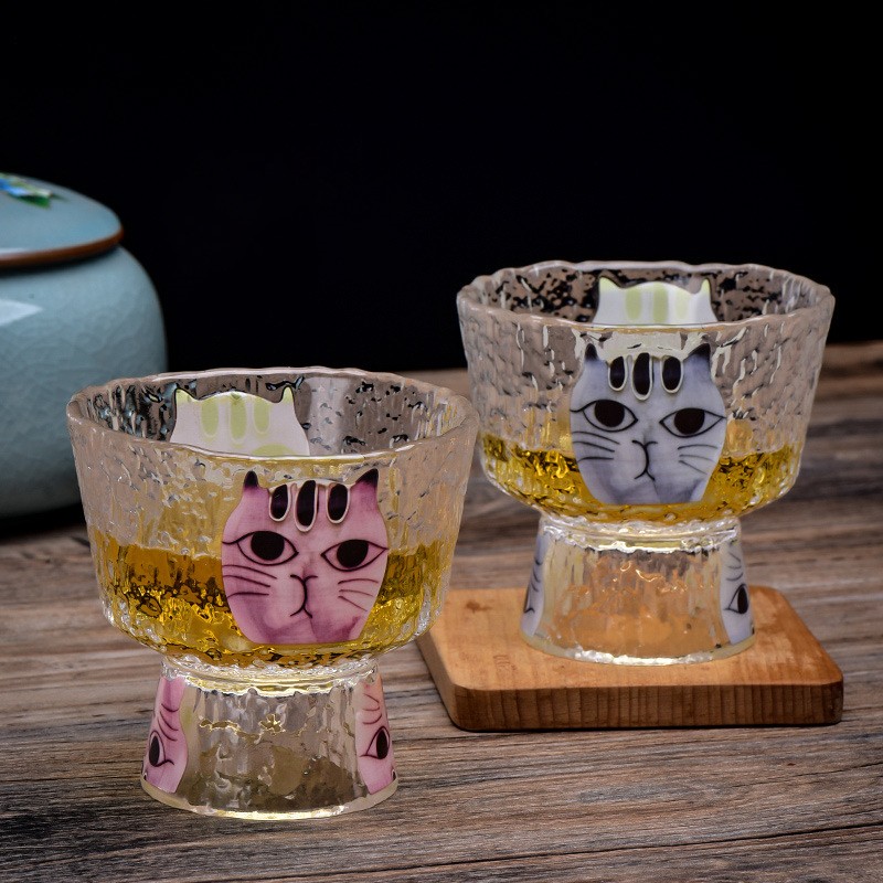 Japansk Creative Glass Cat Head Tea Cup