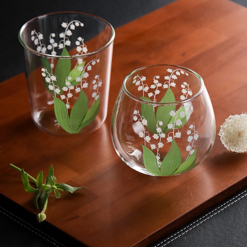 Lily of The Valley glass vannkopp