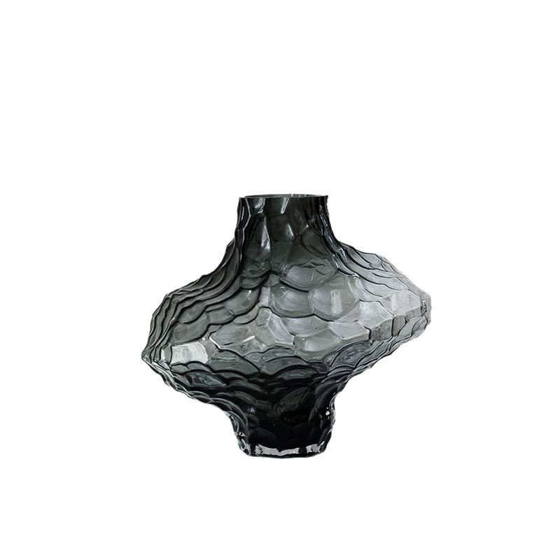Moderne minimalistisk glass spisebord med håndlaget blomstervase