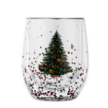 Nytt flytende paljett dobbeltlags juletre glass